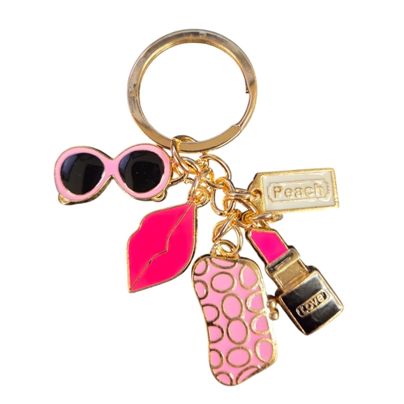 (Trivia Game $3 Label) Mini pink lipstick, sunglasses, and keychain/bag charms - Picture 1 of 1